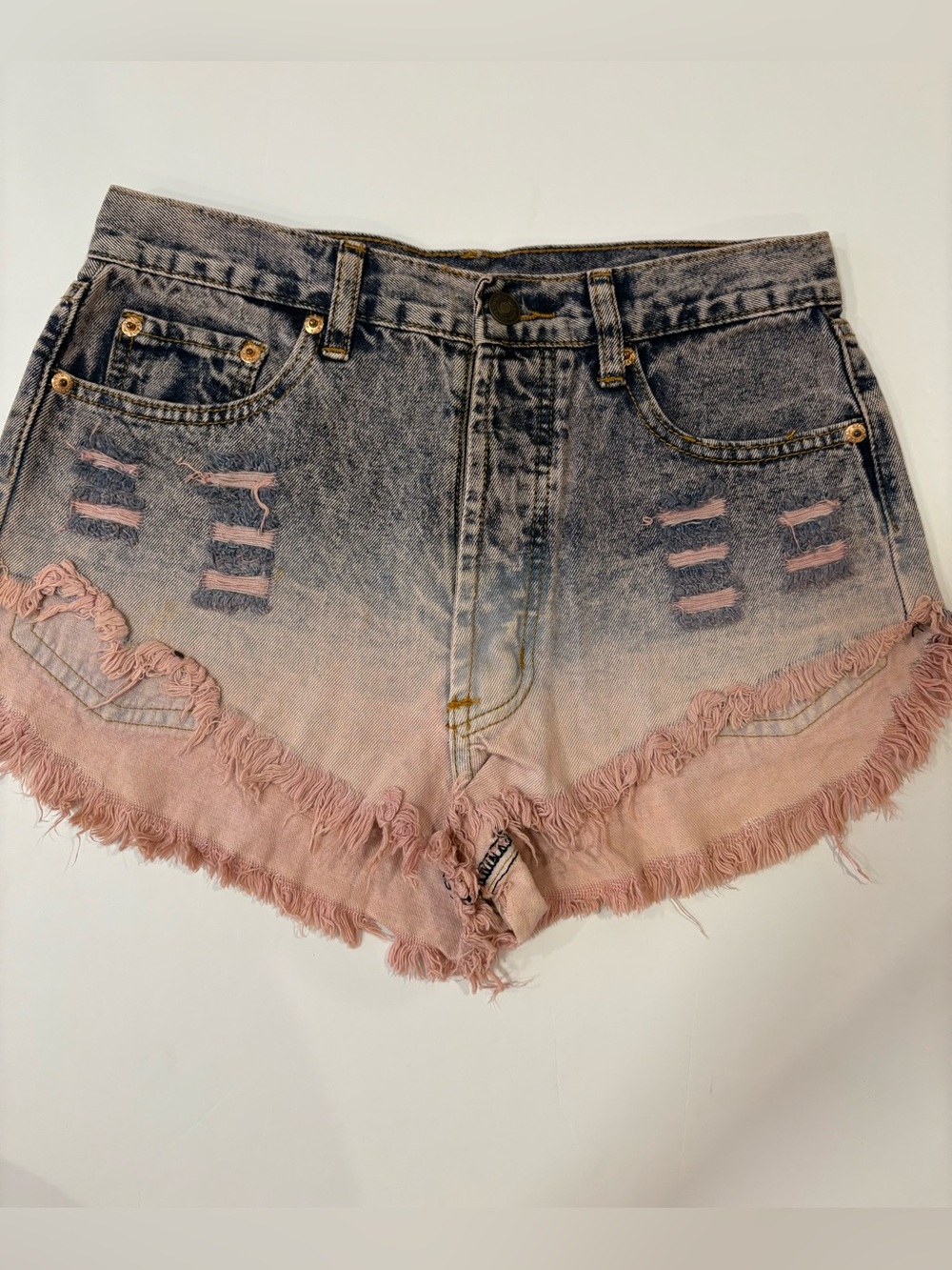 Signature8 Pink Ombre Frayed Denim Shorts Small